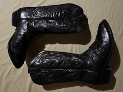 Vtg 80s Durango Black Leather Western Cowboy Boots Mens 10.5 Pull On