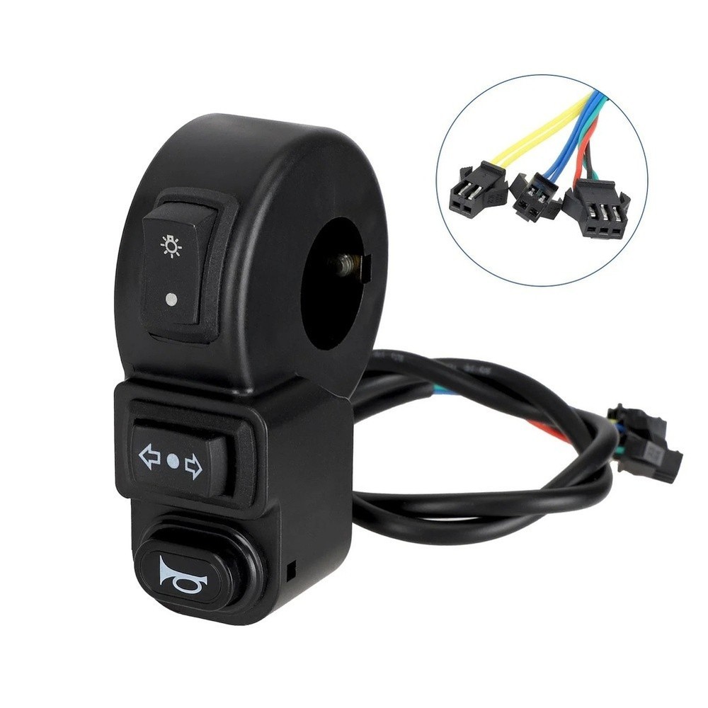50cm 3 Function Black Switch for Scooter Headlight For horn High Low Beam Mode