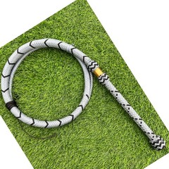 Nylon Bullwhip, Light Grey and Black: Australian Style, Size 4ft-12ft