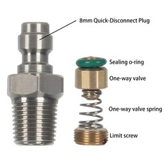 HMKUGO 8mm Quick-Disconnect Plug Adapter, Stainless Steel 1/8 Inch, NPT
