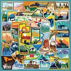 20Pcs Random American Cityscape Travel Aesthetic Waterproof USA States Stickers