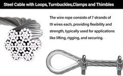 1/4 Stainless Steel Cable, 100Ft Wire Rope, 1/4″ Aircraft Cable with 7×19