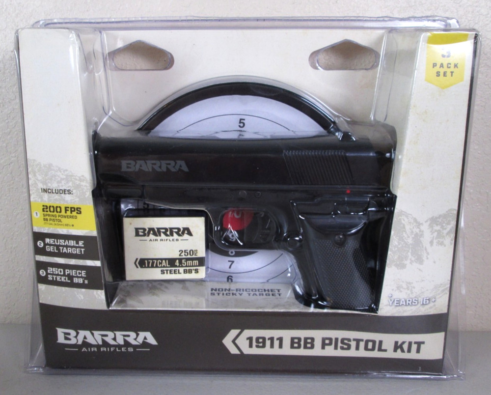 BARRA 1911 BB Pistol Kit Spring Powered Gun .177 cal 4.5MM Steel BB Gel Target