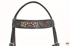 Western Headstall and Breast Collar Set HILASON Tooled Leather Horse Bridle Tack