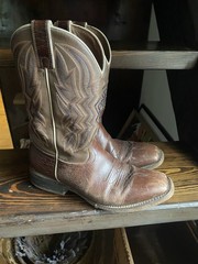 Nocona Boots Men’s Brown Leather Western Cowboy Boots Stitched Shaft 8.5D