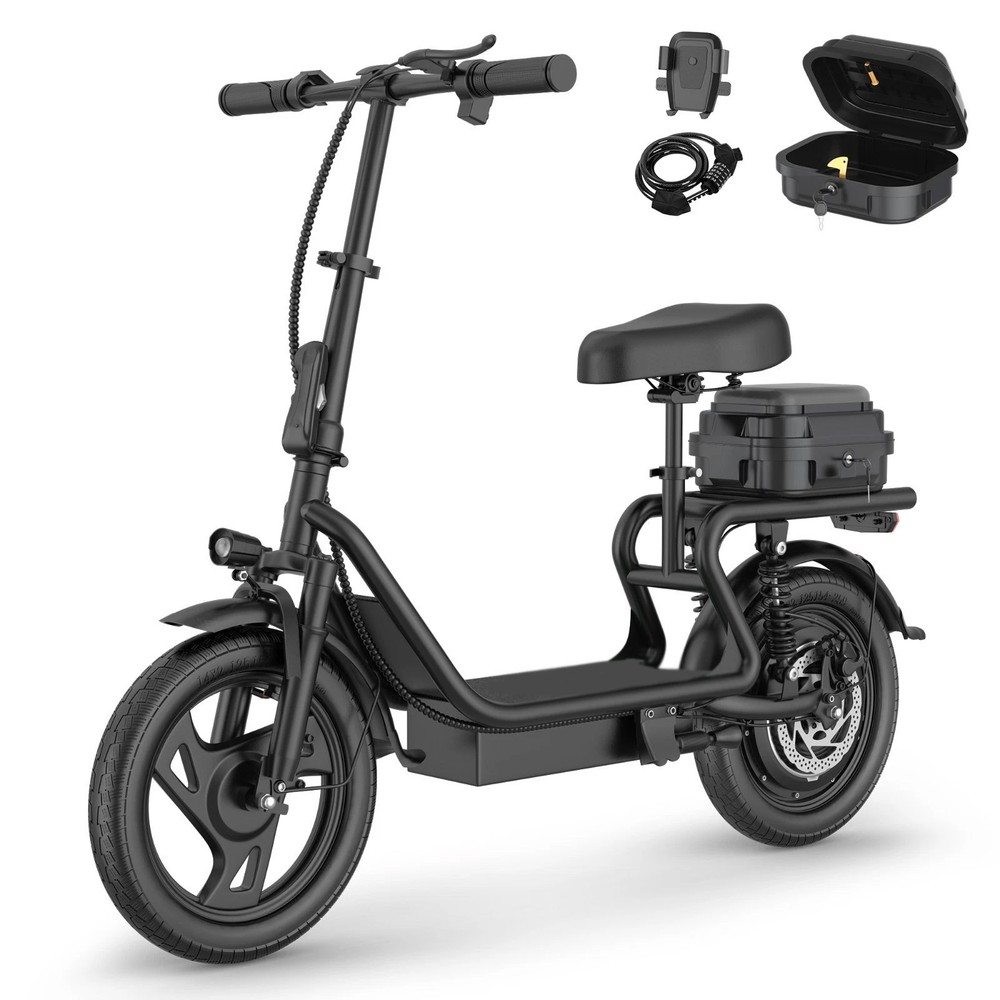 Electric Scooter Adults with Seat & Luggage Range 28Miles, Foldable E-Scooter