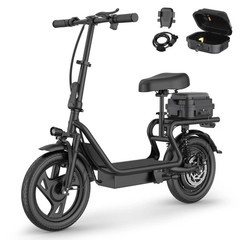 Electric Scooter Adults with Seat & Luggage Range 28Miles, Foldable E-Scooter