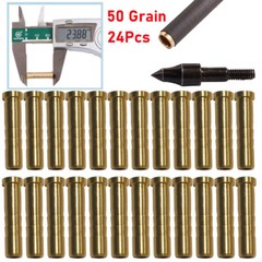 24Pcs 50 Grain Screw Copper Brass Arrow Inserts Fit for ID.244/6.2mm Arrow Shaft