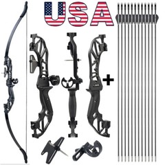 53″ Archery Takedown Recurve Bow RH Beginner Shooting Target Practice 20-55lbs
