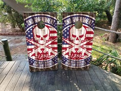 WATERPROOF Second Amendment USA Flag Cornhole Board Wraps / Cornhole Decals
