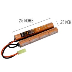 Lancer Tactical 9.6v 1600mAh NiMH Nunchuck Airsoft AEG Battery LT9.6V1600N