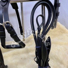 Black Leather Horse Driving Harness with Collar Complete set for Single horse