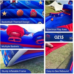 OZIS Inflatable Basketball Hoop Game with Balls & Blower, Indoor/Outdoor Party