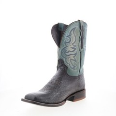 Tony Lama Rosso 11″ Smooth Ostrich Square Toe Mens Black Wide Western Boots