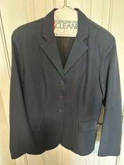 DEVON AIRE Equestrian Riding Show Jacket Navy Pinstripe Womens US 16R/UK 20R
