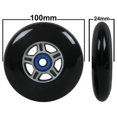 4 Black 100mm Replacement Wheels + ABEC-7 Bearings for Razor Pro Kick Scooter