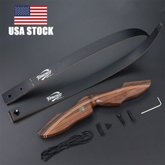 60″ Takedown Recurve Bow 25-60lbs Wooden Limbs Archery Bow Hunting Shoot Target