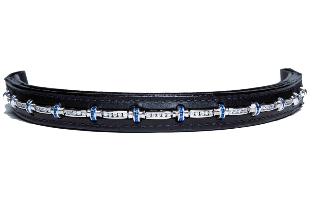 Browband People On Horses Cassie Sapphire 1 3/4″ Endloop, Black Leather