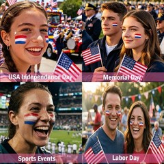 Red White Blue Face Paint Stick Patriotic Eye Black for 4th of July Sports Fans
