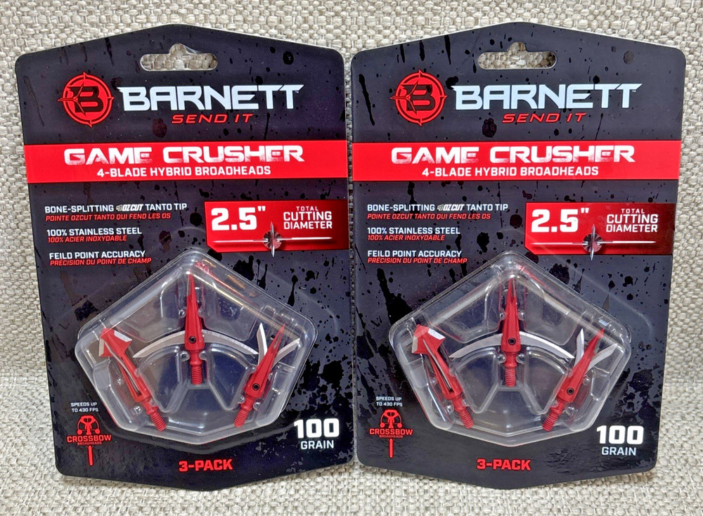 Barnett Game Crusher Hybrid Broadheads 100 Grain 2 Packs (6) Crossbow Hunting