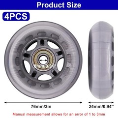 Inline Skate Wheels with Bearings, 3 Inch Roller Blade Wheels 76Mm Outdoor and I
