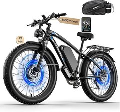 5000W Peak Electric Bicycle Dual Motor 52V 34AH 45mph 100Miles Fat Tire Commuter