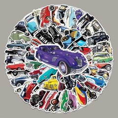 51 PCS Vintage Classic Car Stickers Pack for Kids Teens Adults Classic Cars Wate