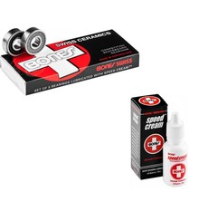 BONES SWISS CERAMIC Skateboard Bearings 8-Pack with Speed Cream Lubricant