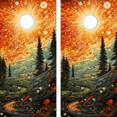 FADEPROOF Cornhole Board Wraps Laminated / SOLAR LANDSCAPE