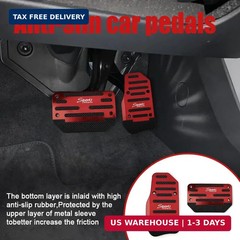 2PCS Non-Slip Car Pedal Covers, Premium Aluminum Alloy Gas and Brake Pedals Cove