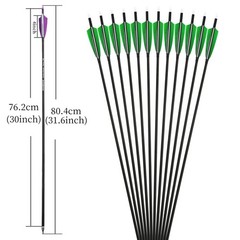 30 Inch Archery Carbon Arrows Hunting Arrows with 4” Turkey Feather Target