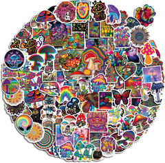 200 Pcs Stoner Psychedelic Stickers Vinyl Waterproof Trippy Stickers Dazzling
