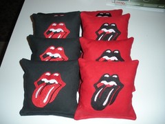 Eight Quality Cornhole Bags! Rolling Stones Tongue! Whole Corn or Pellets