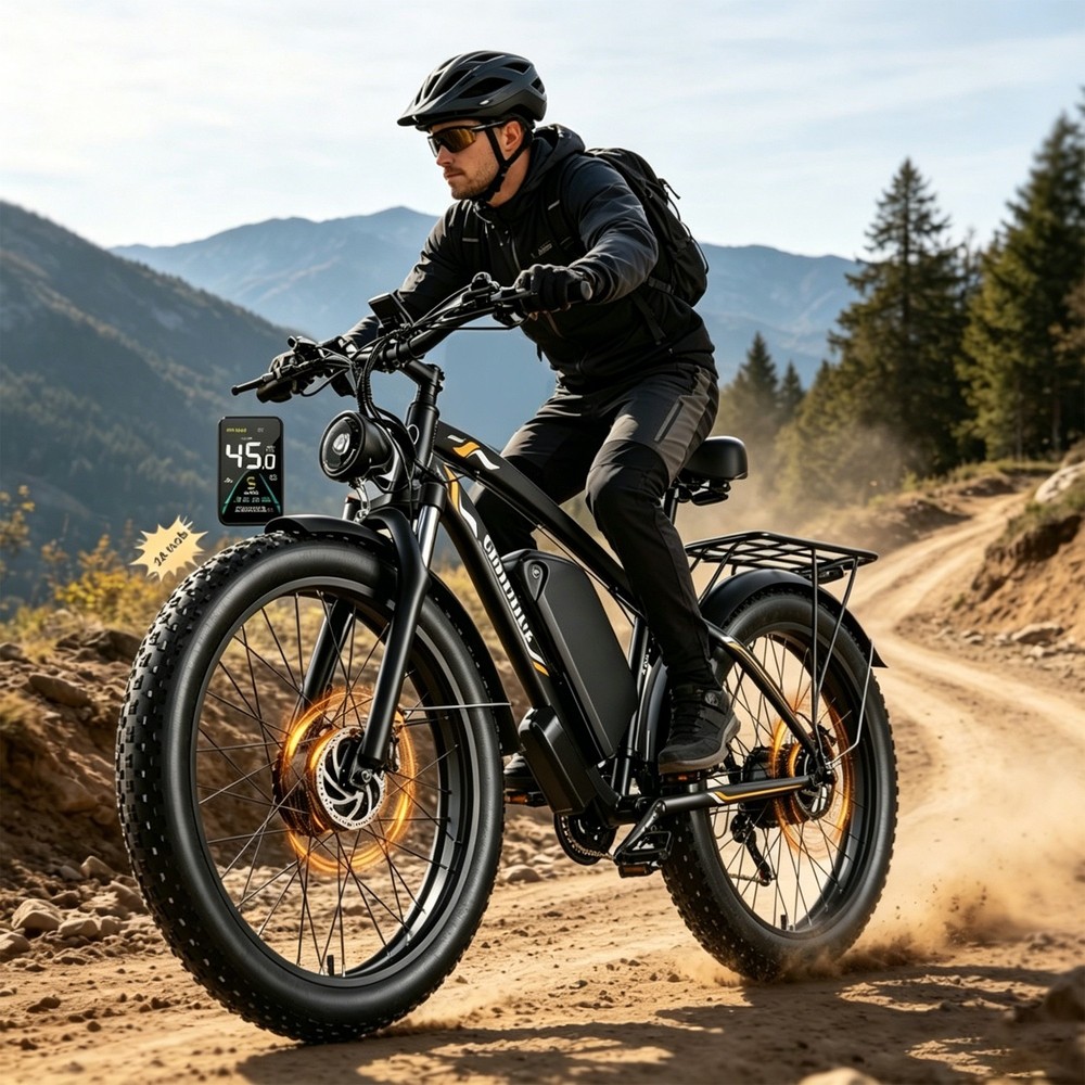6000W Dual Motor E-bike for Adults 52V Long Range 40-45MPH24″ Fat TireOff-Road
