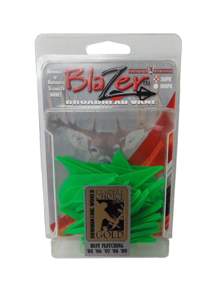 Bohning Archery Blazer 2 Inch Broadhead Vanes: (36 Pack) Neon GREEN: NOS