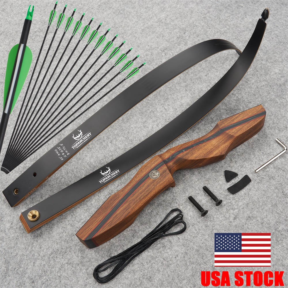 Archery 60″ Takedown Recurve Bow 25-60lbs Hunting Bow for Adult Shooting Target