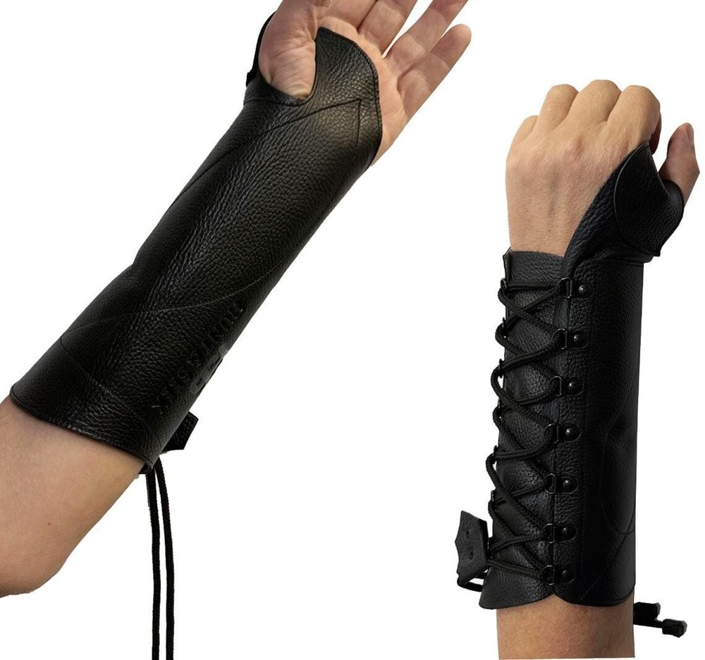 Handmade Full Length Leather Archery Forearm Guard Adjustable Protective Unisex