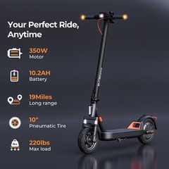 LEQISMART 350W 10.2AH Adult Electric Scooter Folding E-Scooter 19 Miles Commuter