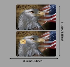 USA Flag Bald Eagle WE THE PEOPLE Credit Debit Card Skin Cover Sticker Set 2PCS