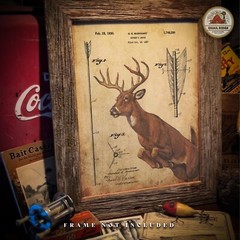 Vintage Archery Arrow Patent Art Print Whitetail Deer Bow Hunting Wall Decor