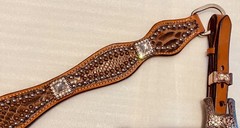 WOW! Bling Western Breast Collar Leather w/Studs, Crystal Conchos & Snake Design