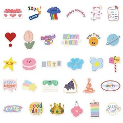30Pcs Random Cute Kawaii Cartoon Waterproof Decals Vinyl Stickers Water Bottle