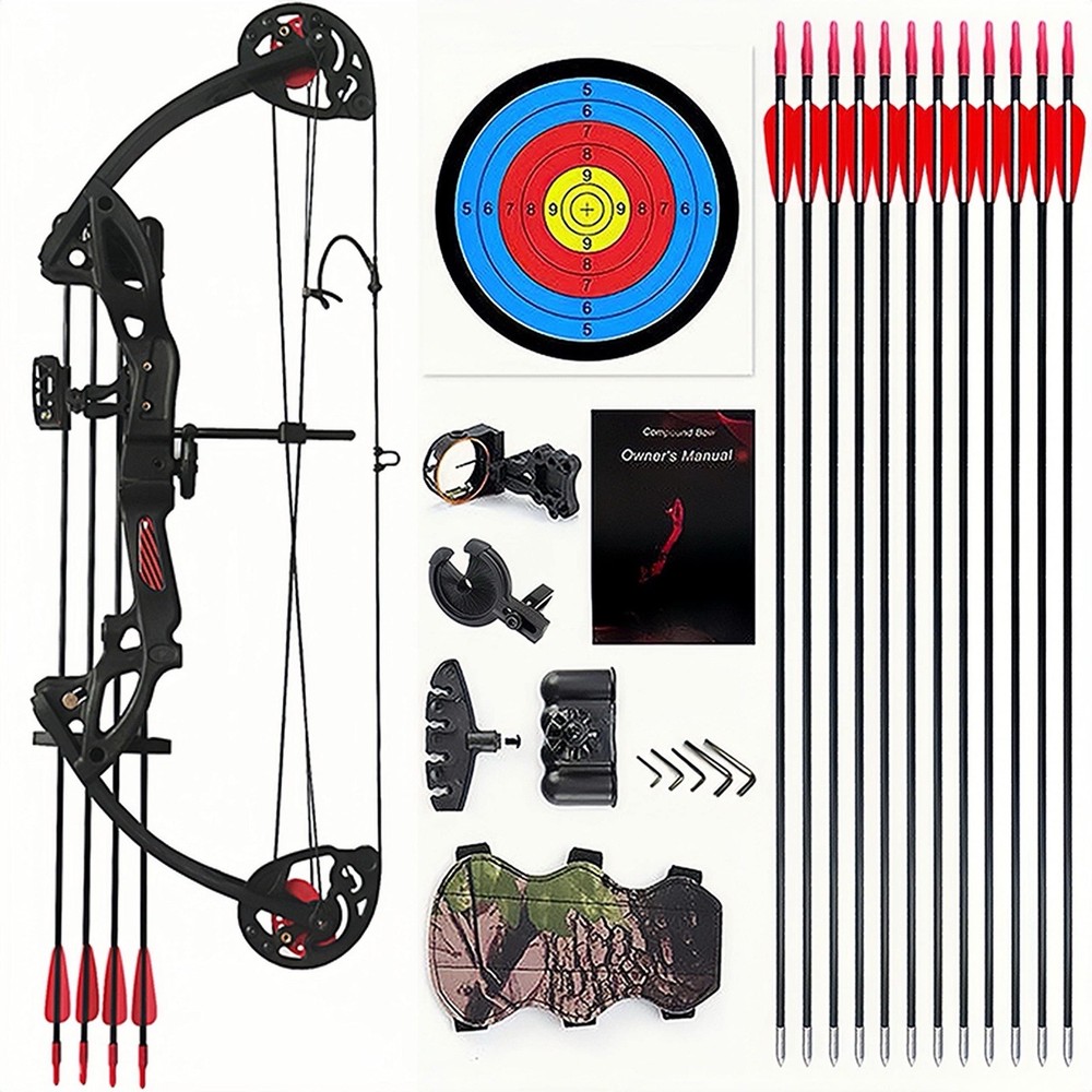 Lanneret Youth Compound Bow Set 15-29lbs 19-28in Aluminum Carbon Fiber
