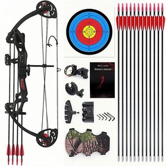 Lanneret Youth Compound Bow Set 15-29lbs 19-28in Aluminum Carbon Fiber