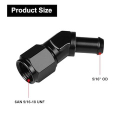 6AN Female to 5/16 Barb 45 Degree Swivel Hose Fitting 6AN to 5/16 45Degree