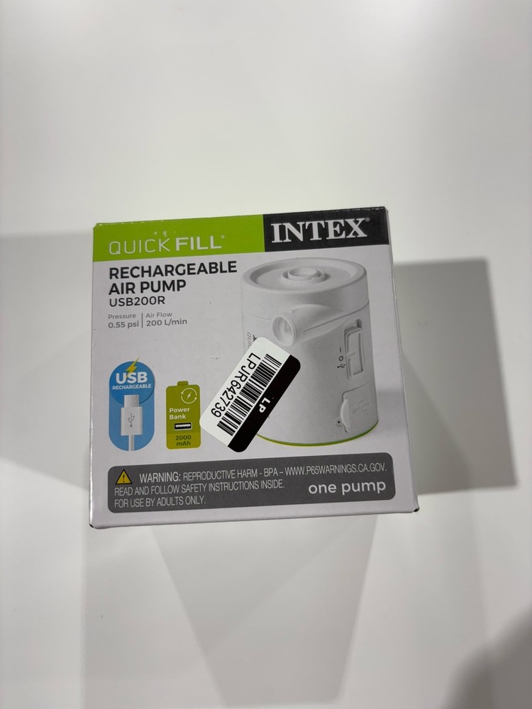 Intex Air Pump Compact Portable Quick Fill Cylinder Mini Rechargeable USB-C