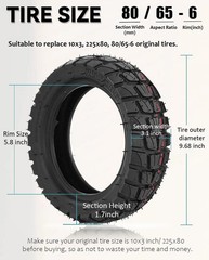 10 inch 10×3 255×80 80/65-6 Off-road Tire & Tube Set,Heavy Duty Tube,Replacem…