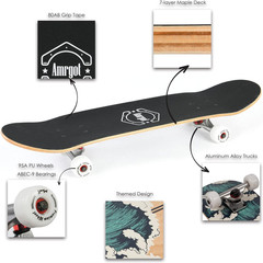 Skateboards for Beginners,31 * 8 Inches Complete Skateboards for Kids,Boys,Girls