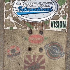 Vintage Sure-Grip International 80’s Skateboard Deck Kilroy Was Here Rasta Wheel