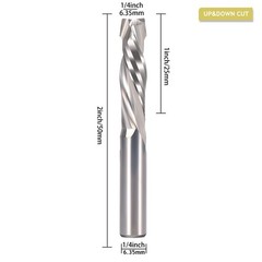 Spiral Router Bits Up Down CNC Compression Bit 1/4 inch Shank &Cutting Diamet…